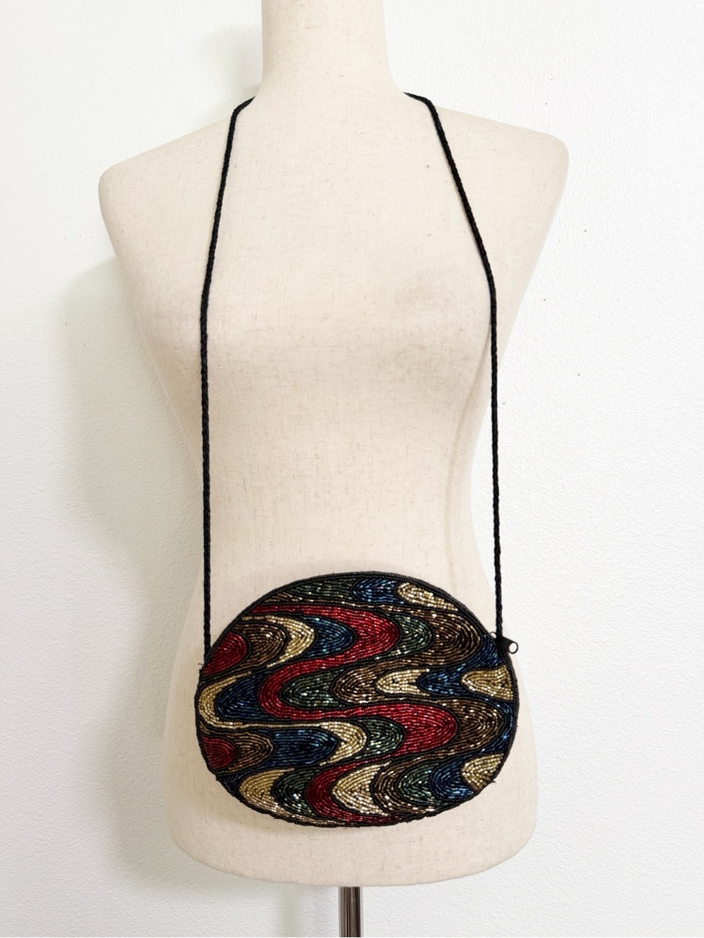 Vintage 80s Beaded Oval Evening Cocktail Purse